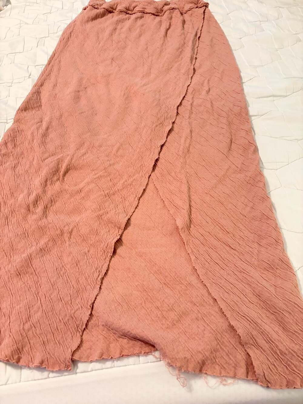 Free People Cotton Gauze Faux Wrap Small Midi Skirt Dusty Rose Boho Cottagecore - Picture 3 of 8